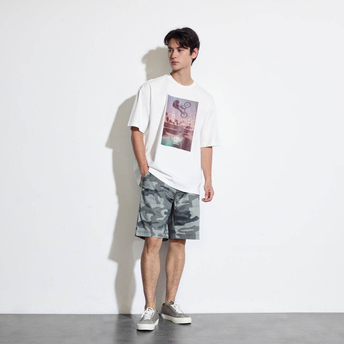 Футболка с коротким рукавом gap heavy loose printed round neck short sleeve t-shirt для мужчин и женщин - Boxette Shop