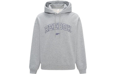 Reebok logotipi bosma qalpoqli uzun yengli kozok uniseks o'rta kanopli kulrang