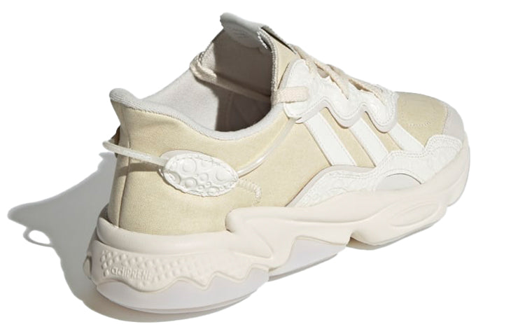 Adidas originals ozweego mesh fabric synthetic leather fashion shock absorbing anti-slip wear-resistant wrapping support low top life casual shoes women's beige