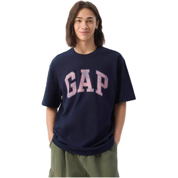 Gap офсетная печать большой логотип хлопок свободные футболки с коротким рукавом мужчины и женщины с тем же пунктом - Boxette Shop