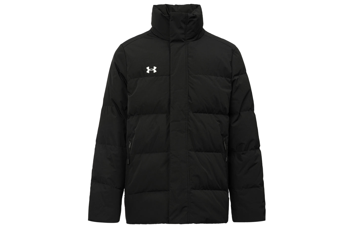 Under armour сплошной цвет случайный стенд воротник с длинным рукавом теплый пуховик куртка мужская и женская черный