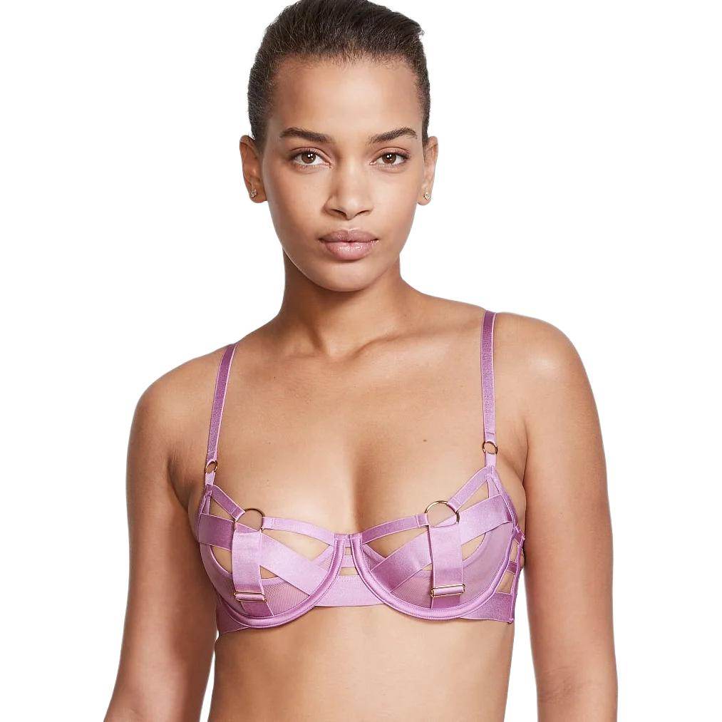 Victoria's secret сплошной цветной украшенный металлическими кольцами бюстгальтер на бретельках без подкладки женский - Boxette Shop