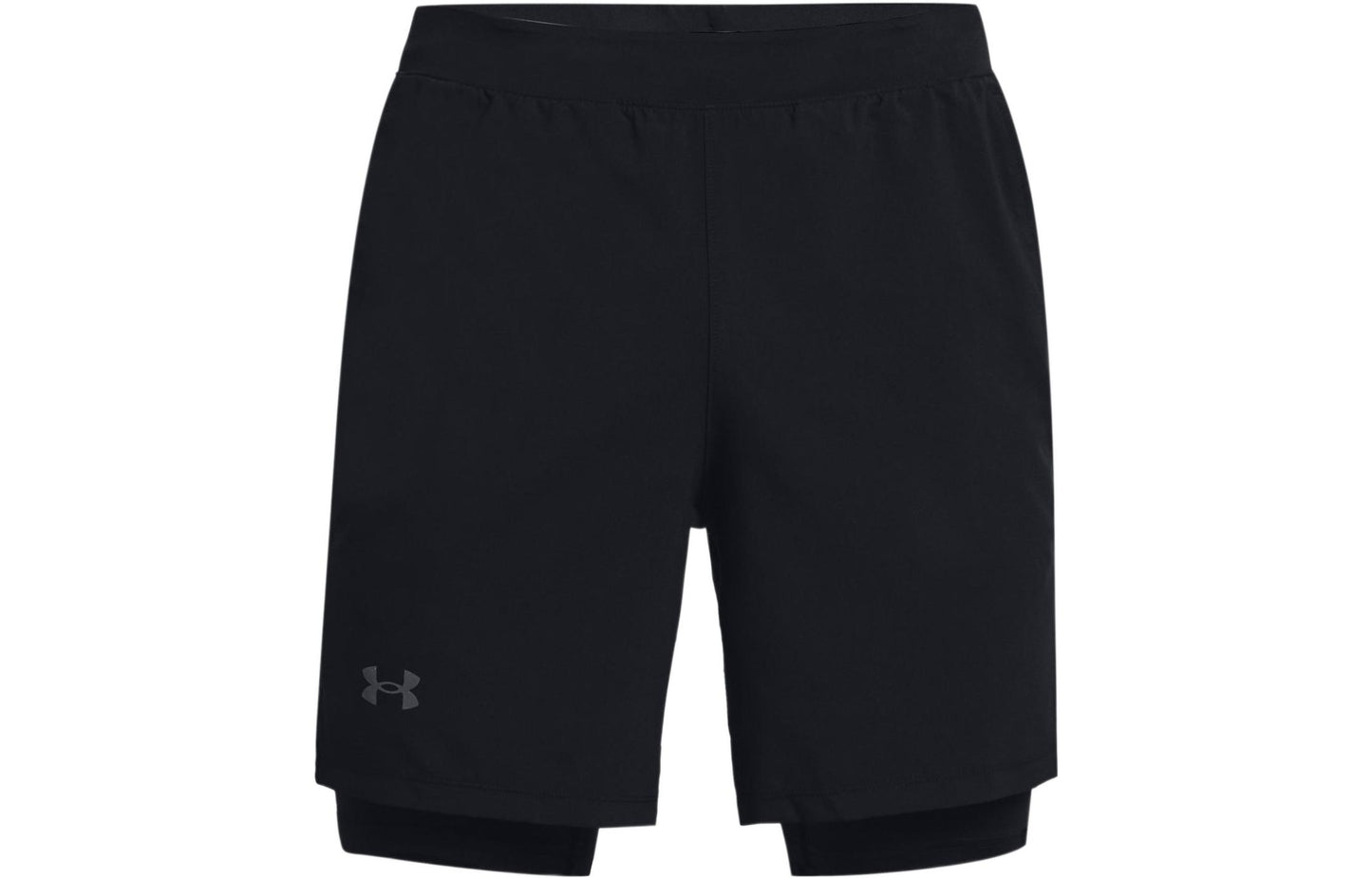 Under armour легкие облегающие тканые тренировочные шорты 2-в-1 athletic shorts men's black