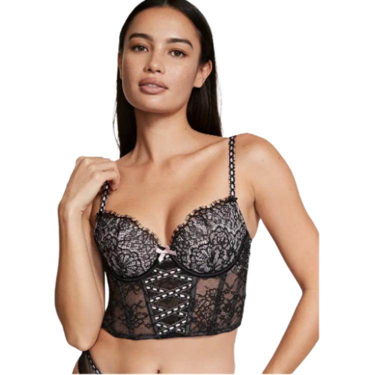 Бюстгальтер victoria's secret victoria's secret solid colour cutout lace bra женский черный - Boxette Shop