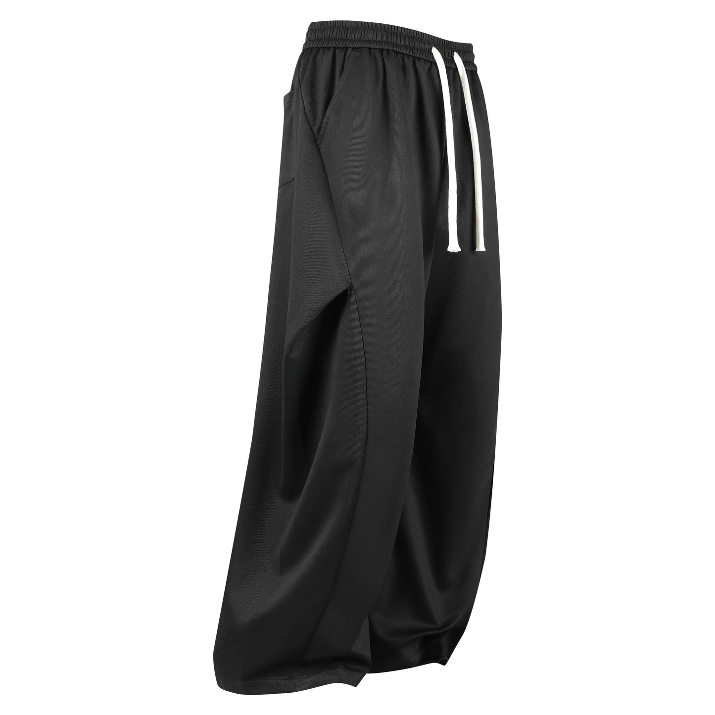 Paddy Julia sof rangdagi plili dekonstruksiyalangan birlashma keng oyoqli Amerika minimalist uslubidagi asosiy bo'lim bo'sh drape tasodifiy ko'p qirrali kundalik ishton erkaklar va ayollar bir xil uslubda