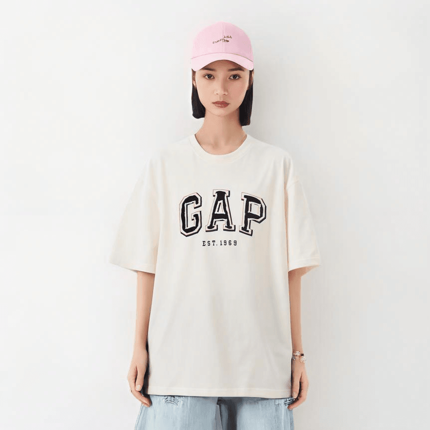 Gap крупные буквы логотипа классическая универсальная футболка с коротким рукавом мужчины и женщины - Boxette Shop