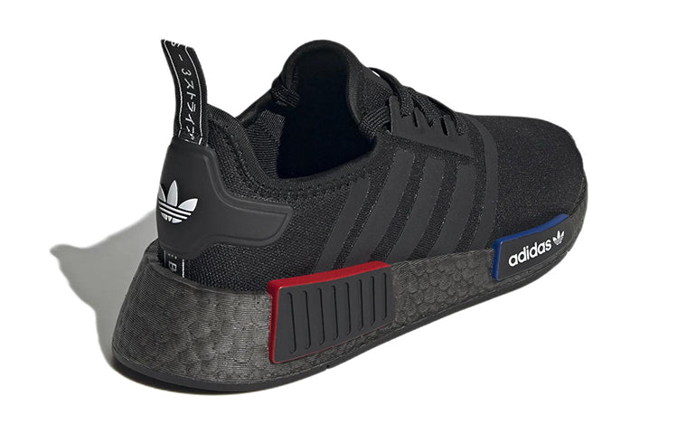 Adidas originals nmd_r1 refined j удобные износостойкие дышащие спортивные повседневные кроссовки черные подростковые