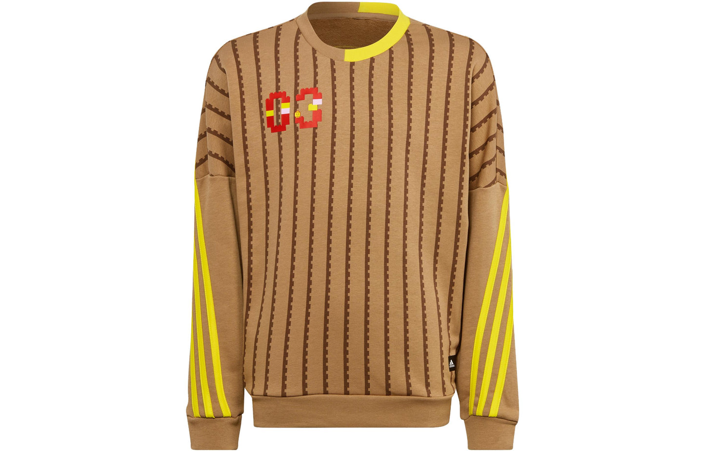 Adidas x lego lego classic sweatshirt youth stripe colourblock sports long sleeve round neck sweatshirt cardboard yellow