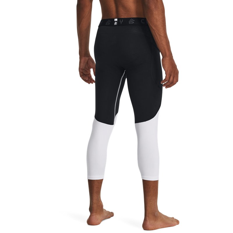 Under armour карри леггинсы карри логотип узорчатый цвет блокировки плотно семь тренировки внутри спортивный костюм брюки мужские черный