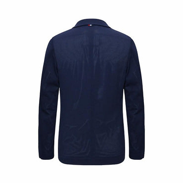 Navigare italyancha kichik yelkanli qayiq boshqaruvchi uslubdagi oddiy retro katta qulaylik hissi ko'p qirrali rasmiy kurtka biznes tasodifiy oqlangan nozik trikotaj kostyum erkaklar uchun to'q ko'k