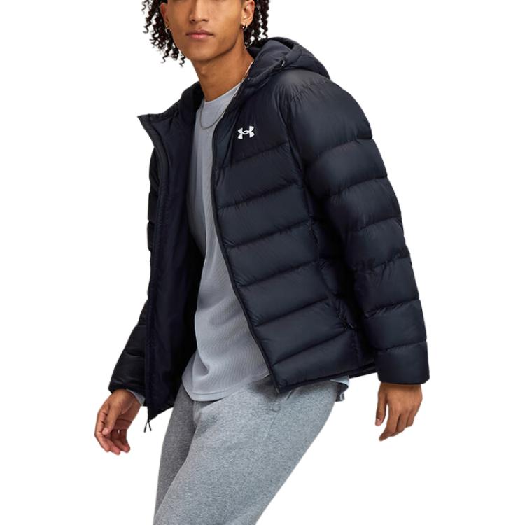 Under armour core down training sports fashion hooded down jacket men's black