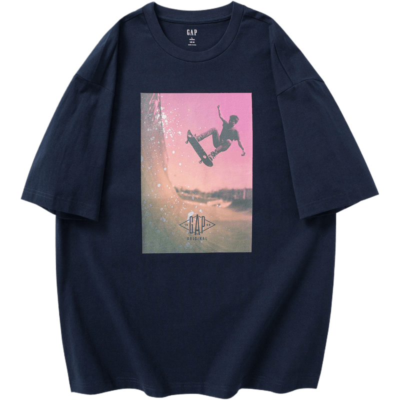 Футболка с коротким рукавом gap heavy loose printed round neck short sleeve t-shirt для мужчин и женщин - Boxette Shop