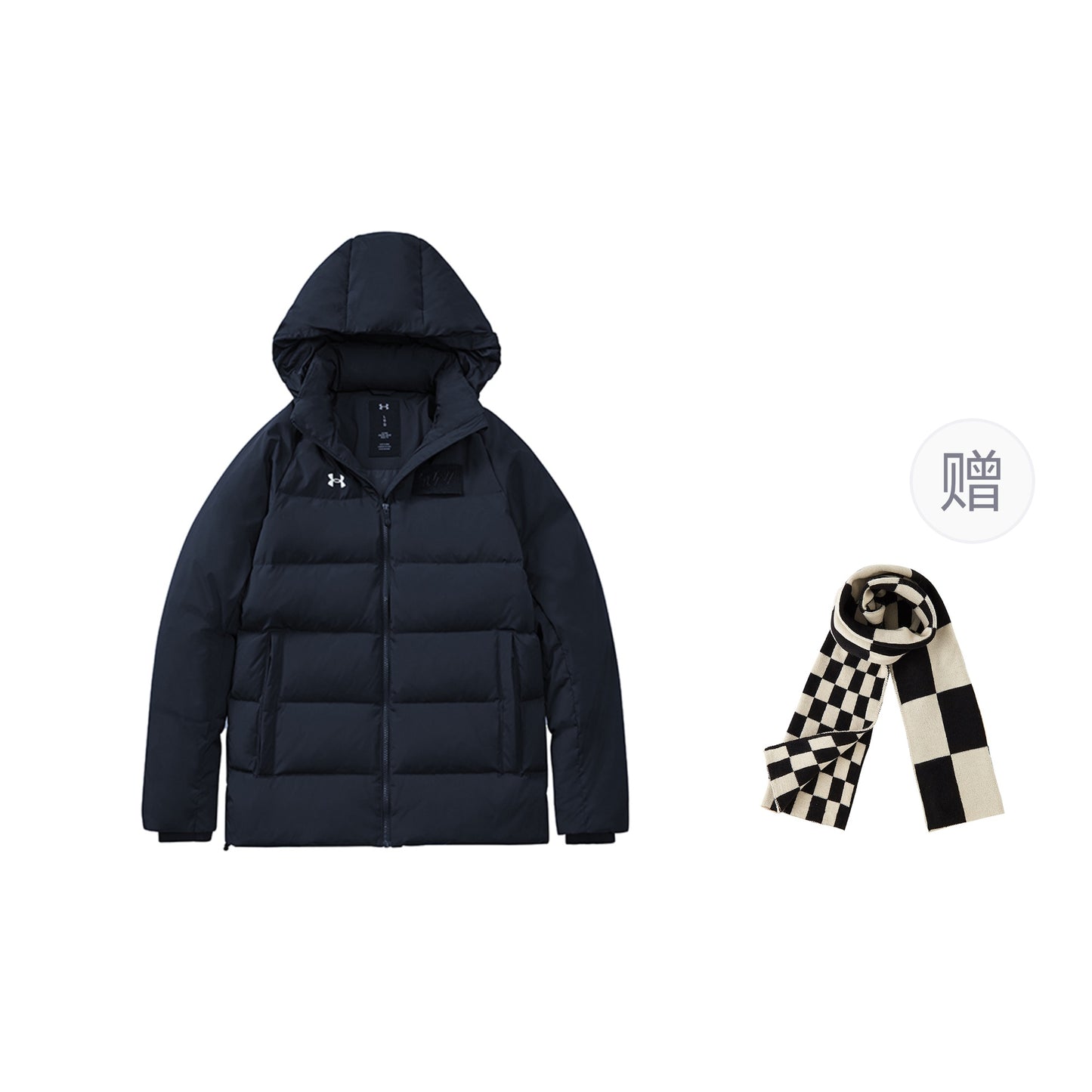 Under armour andromeda logo training hooded jacket down jacket winter co-ed black