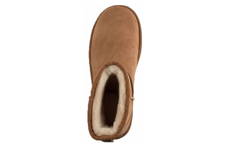 Ugg classic mini rubber logo замшевые теплые износостойкие нескользящие мягкие короткие сапоги для снега женские chestnut brown