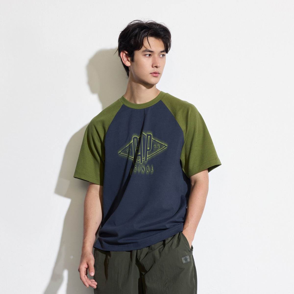 Gap urban casual collection хлопковая футболка с плечевым швом и круглым вырезом с коротким рукавом мужские и женские футболки - Boxette Shop