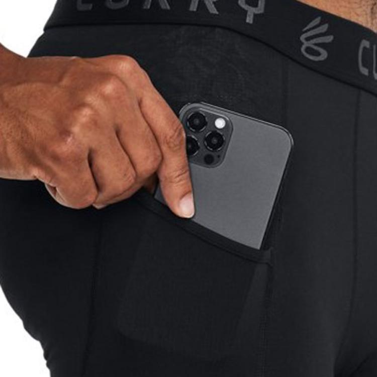 Under armour карри леггинсы карри логотип узорчатый цвет блокировки плотно семь тренировки внутри спортивный костюм брюки мужские черный