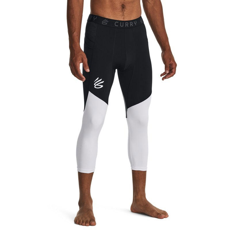 Under armour карри леггинсы карри логотип узорчатый цвет блокировки плотно семь тренировки внутри спортивный костюм брюки мужские черный