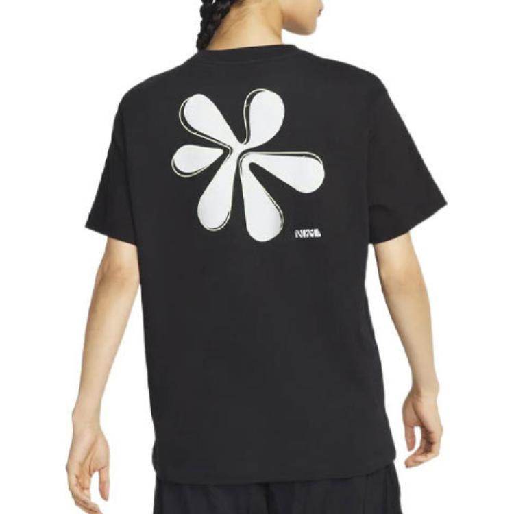 Nike american retro letter logo print casual round neck pullover short sleeve t-shirt women's black