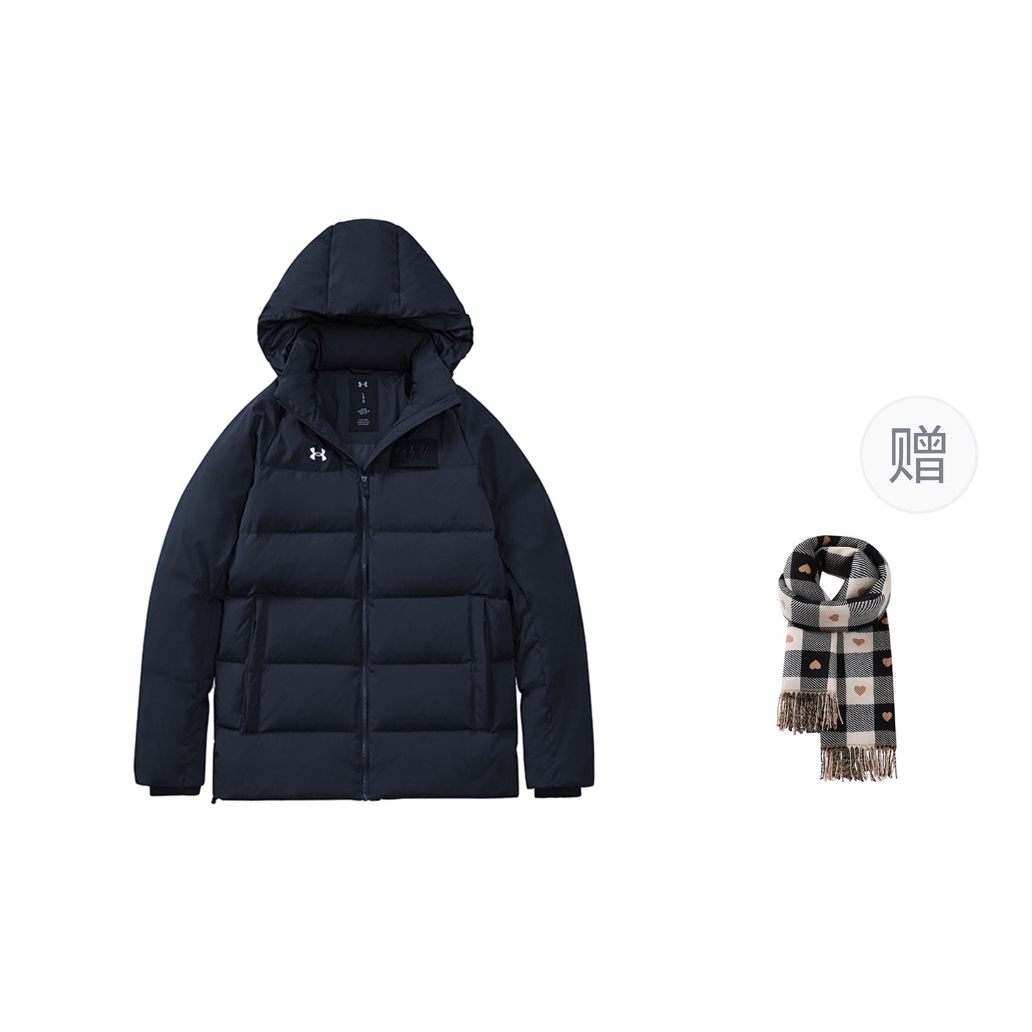 Under armour andromeda logo training hooded jacket down jacket winter co-ed black
