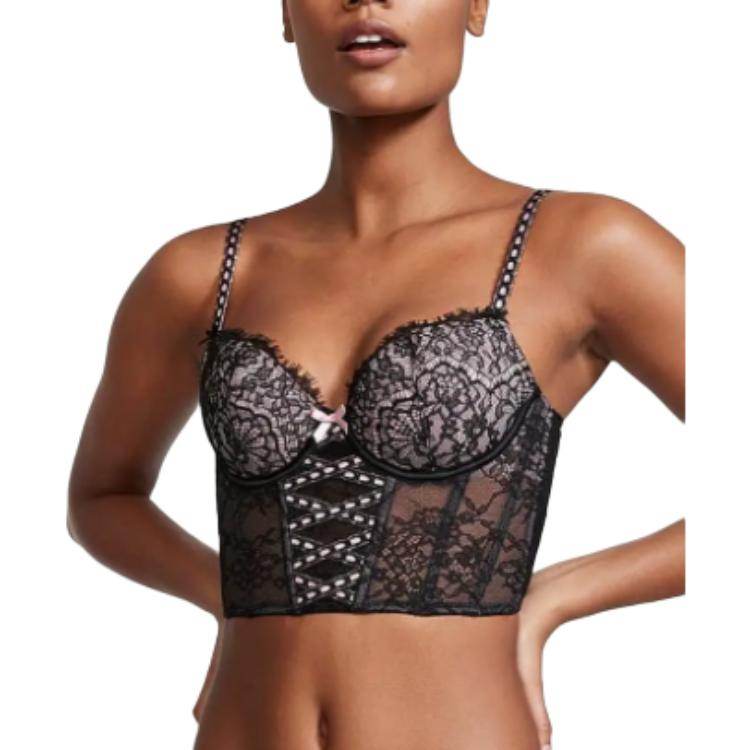 Бюстгальтер victoria's secret victoria's secret solid colour cutout lace bra женский черный - Boxette Shop