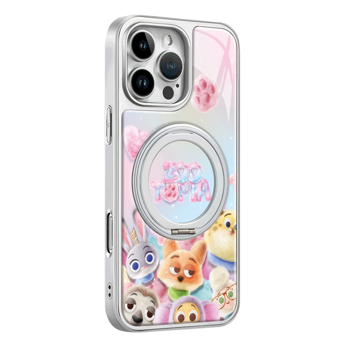 Disney ABS+Kompyuter Materiali Crazy Animal City paxta konfeti Judy Series Premium uglerod tolali naqshli 360° aylanadigan stendli telefon sumkasi Apple 16/15/14/Plus/13/12/11/Pro/Maks