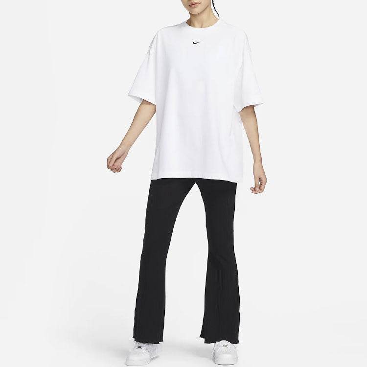 Nike sports life solid colour half sleeve round neck pullover short sleeve t-shirt women's white - Boxette Shop