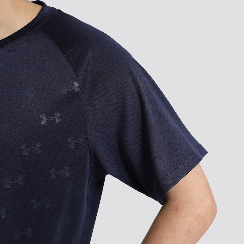 Under armour спорт бег свободные печатных v-образным вырезом сухой дышащий quick dry короткий рукав футболка мужская и женская nude blue