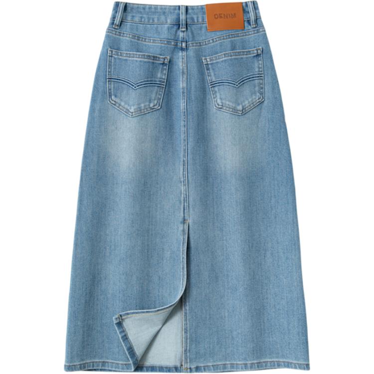 Robinhood robinhood vintage casual peplum orqa bo'lingan yarim tana yubka jinsi uzun yubka ayollar