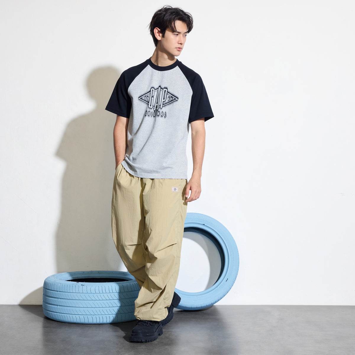 Gap urban casual collection хлопковая футболка с плечевым швом и круглым вырезом с коротким рукавом мужские и женские футболки - Boxette Shop