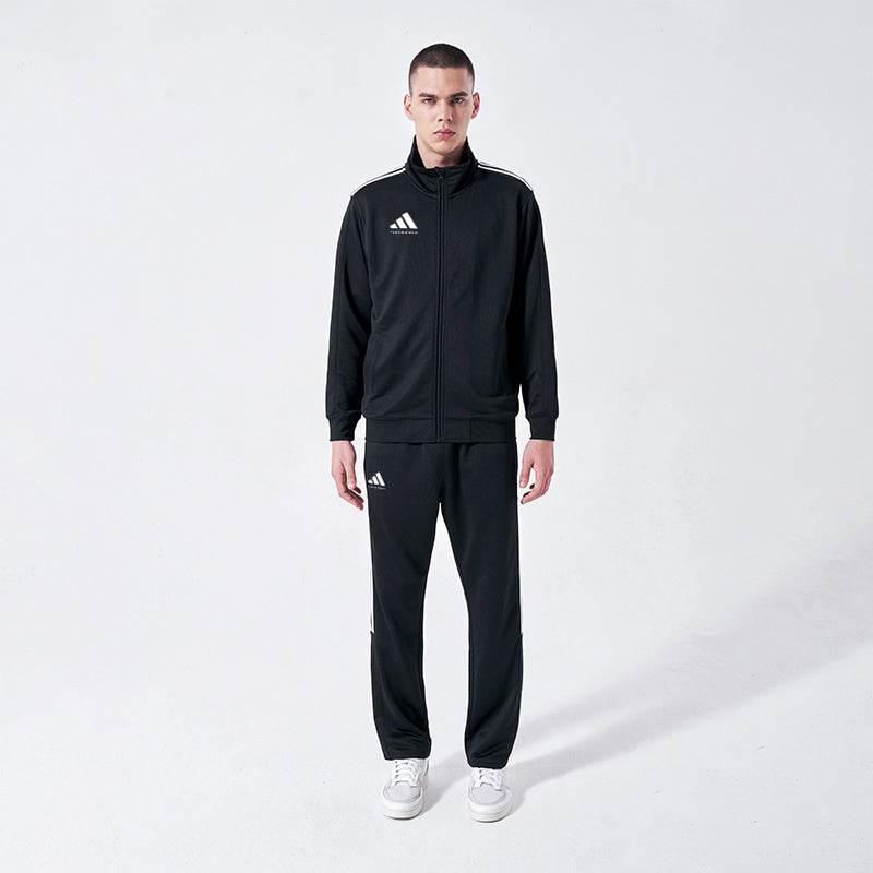 Adidas полосатый логотип логотип стоячий воротник с длинным рукавом куртка пальто средняя талия эластичные брюки повседневная толстовка унисекс черный - Boxette Shop