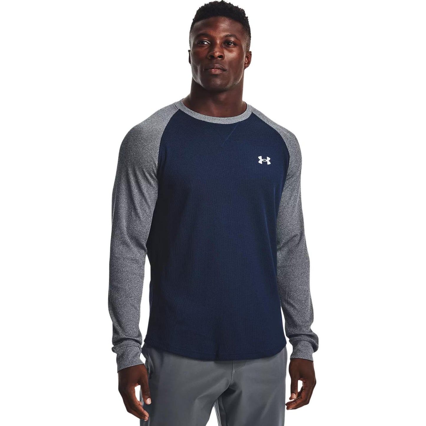 Under armour under armour casual colour block knit sports jersey men's dark blue grey