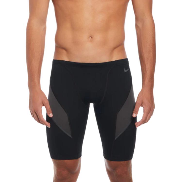 Nike colour block logo mid-rise 3/4 swim trunks мужские черные