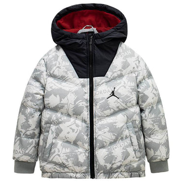 Пуховик детский Jordan Full Logo Print Zip Short Hooded - Boxette Shop