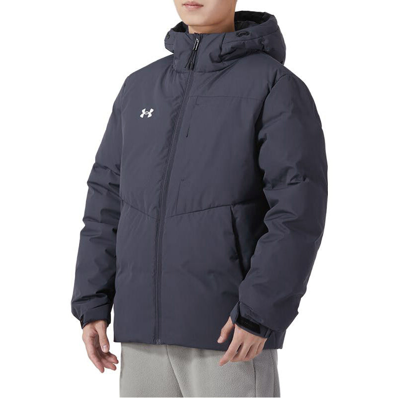Under armour сплошной цвет случайные капюшоном с длинным рукавом куртка вниз куртка мужская синий