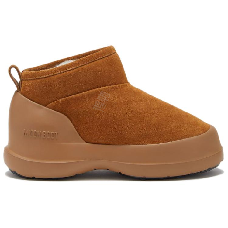 Moon boot luna suede thick sole overlay ankle snow boots women's brown