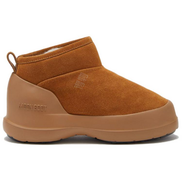 Moon boot luna suede thick sole overlay ankle snow boots women's brown