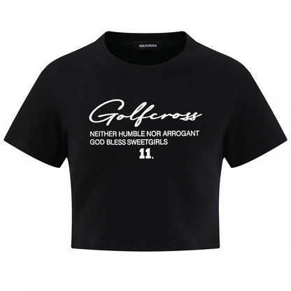 Golfcross shirin salqin ziravorlar qiz uslubi oddiy asosiy ko'p harfli logotipli bosma elkali qisqa yengli pullover yumaloq bo'yinli qisqa yengli yarim yengli ayollar futbolkasi