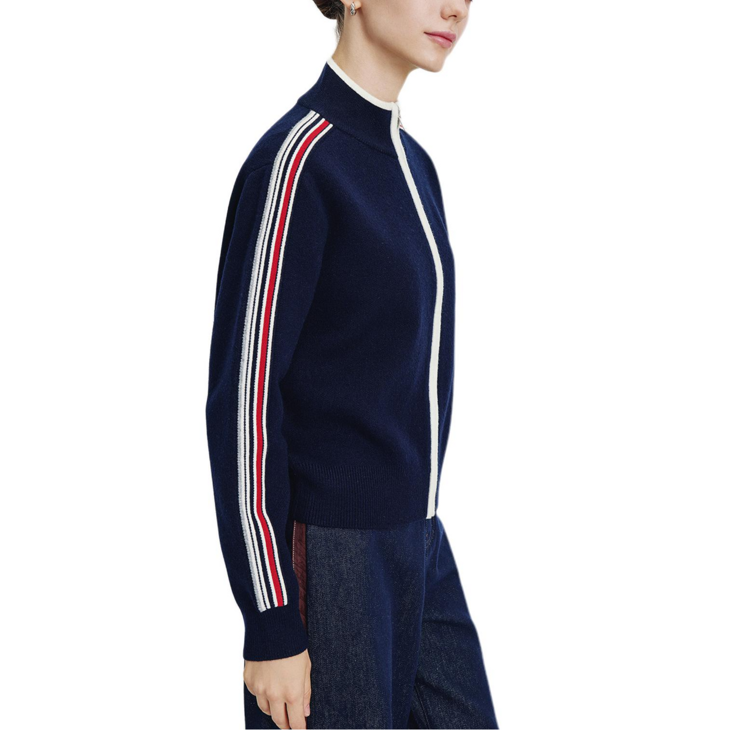 Navigare oddiy yarim bo'yinli oddiy yo'lovchi uzun yengli trikotaj ayollar kiyimi