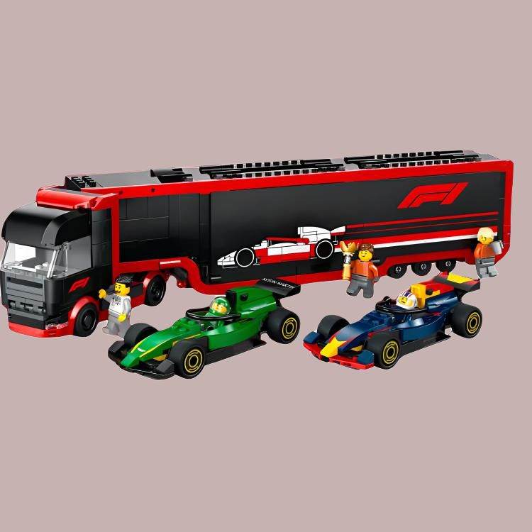 Конструктор LEGO Грузовик с гоночными автомобилями Red Bull RB20 и Aston Martin AMR24 F1 (60445) - Boxette Shop
