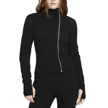 Nike solid colour two-way zip hooded hooded knit women's black