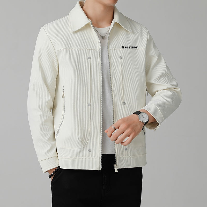 Playboy mikro teksturali metall dekorativ lapel erkaklar ko'ylagi