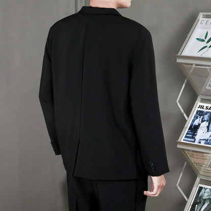 Ofisga qarshi engil hashamatli moda tasodifiy chiroyli bo'sh Gonkong uslubidagi gangster chiroyli ko'ylagi universal koreys versiyasi trendi uzun yengli kostyum erkaklar modellari