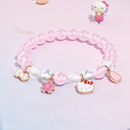 Браслет женский Hello Kitty Bow Rose Quartz