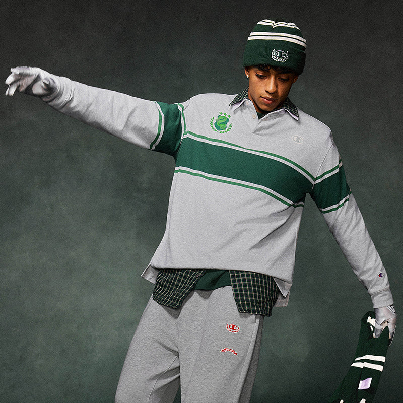 Champion x harry potter гарри поттер ко-бренд fw25 сотни тенденция простой сплайсинг столкновение мода удобный с длинными рукавами рубашки поло американская версия мужчины и женщины с одинаковыми моделями