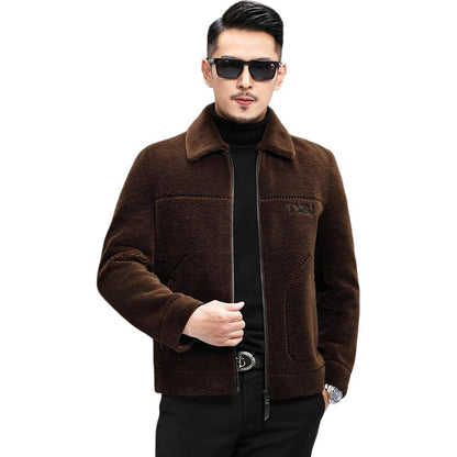 Kaiser kaiser Koreya modasi sof jun lapel fermuar bo'limi qo'y terisi mo'ynali baxmal paltosi bir xil modeldagi erkaklar va ayollar