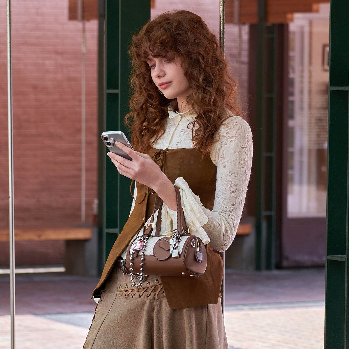 Сумка женская Charles&Keith Colour Blocking Charm Boston - Boxette Shop