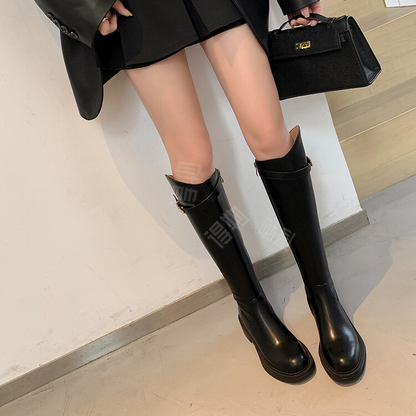 Balletcat коровьей кожи теплый и холодный темперамент элегантность универсальный британский стиль мода тенденция дышащий и удобный нескользящий носить ежедневно из улицы классический универсальный из путешествия толстая подошва повышенная высокие сапоги ж