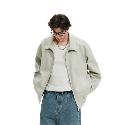 Lilbetter retro zamshli kundalik yubka oddiy tekis rangli erkin blazer kurtkasi kulrang yashil