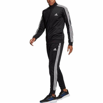 Adidas sportswear essentials 3-stripes logo jacket coat trousers casual sports suit men's international black - Boxette Shop