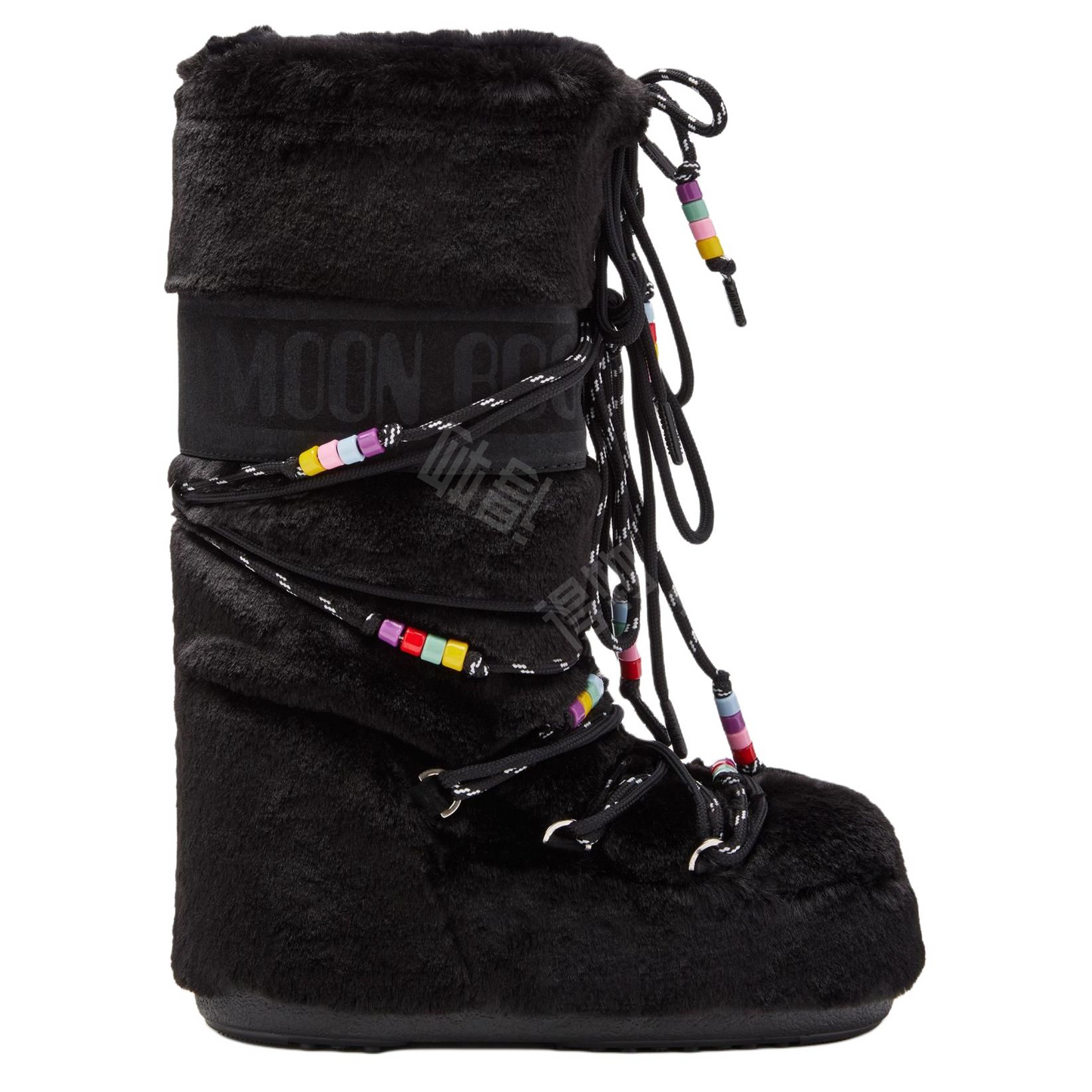 Moon boot icon round toe colourful lace up mid calf snow boots unisex black